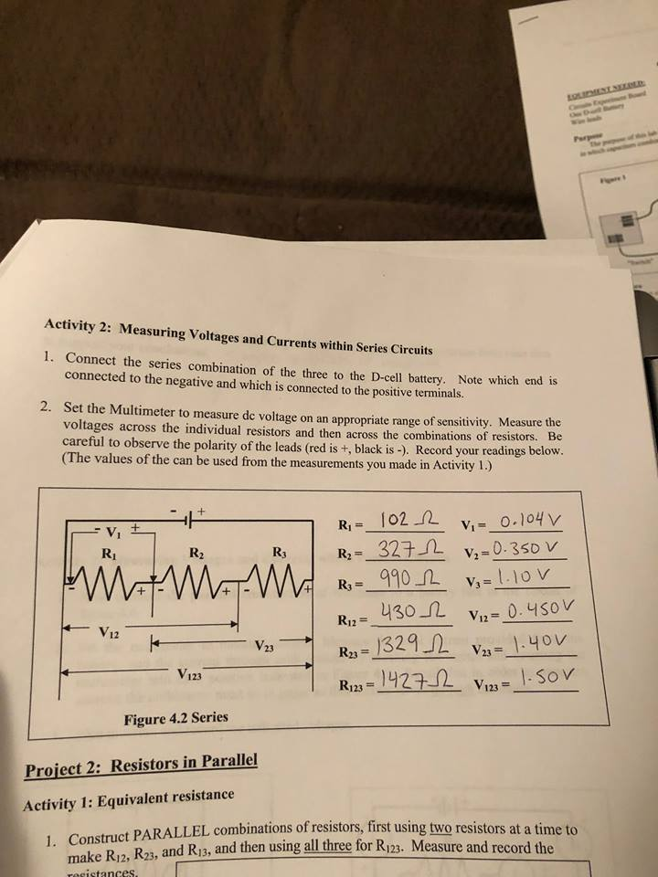 Solved Activity 2 Measuring Voltages and Currents within
