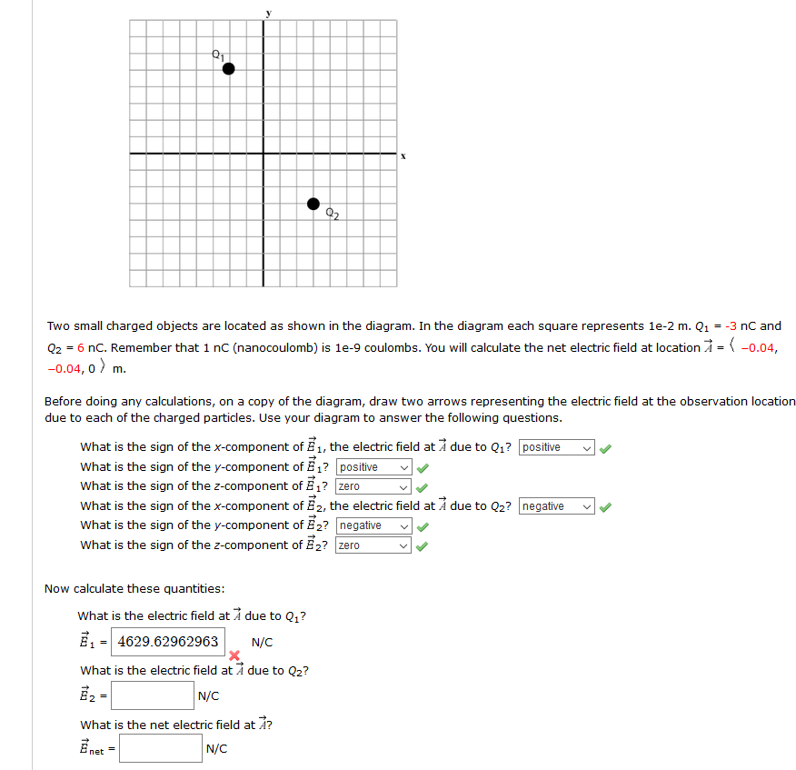 Solved Two small charged objects are located as shown in the | Chegg.com