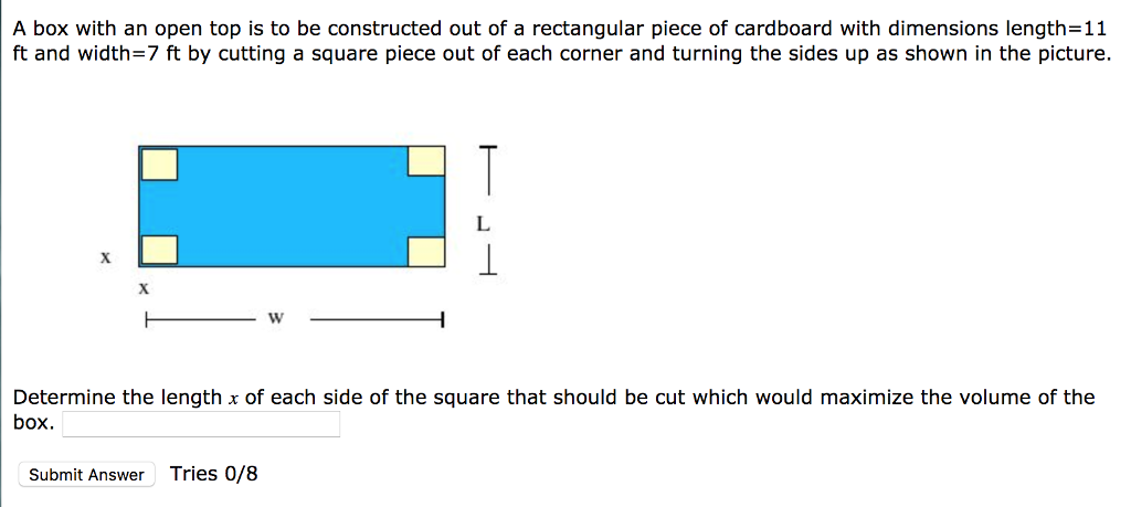 Solved A box with an open top is to be constructed out of a | Chegg.com