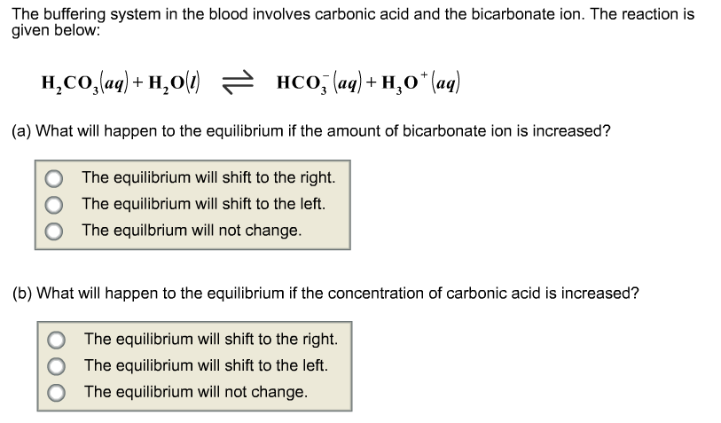Solved The buffering system in the blood involves carbonic | Chegg.com