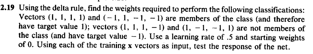 Using the delta rule, find the weights required to | Chegg.com