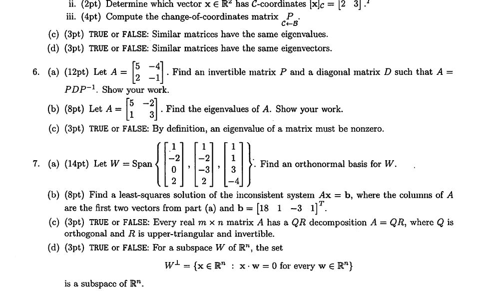 Solved 5 2 01 7 3 0 2 0 1. Consider the augmented matrices
