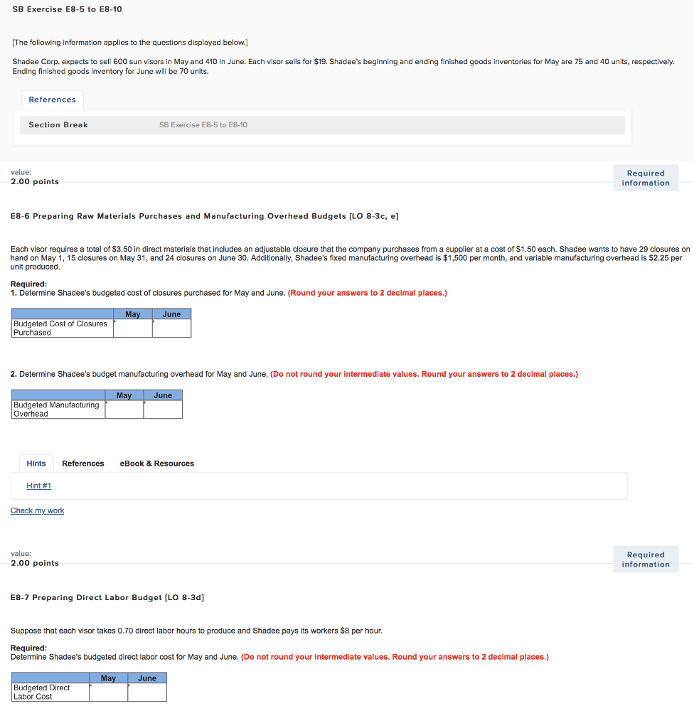 Solved SB Exercise E8-5 to E8-10 The following information | Chegg.com
