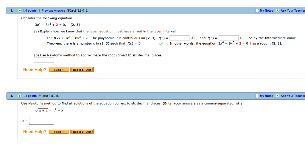 Solved 3. 1/4 points I Previous Answers SCalc8 3.8.013. My | Chegg.com