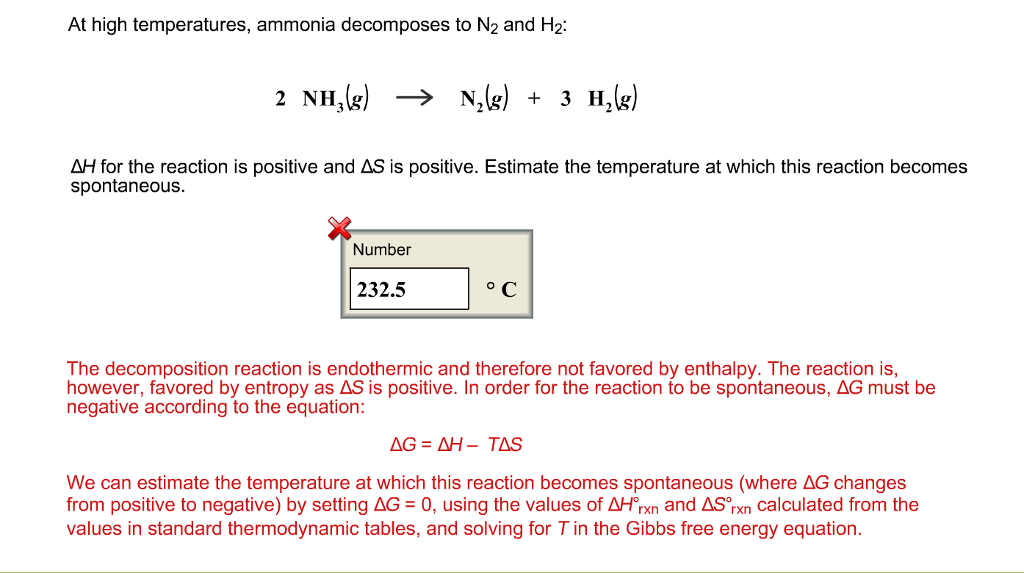 Solved At High Temperatures Ammonia Decomposes To N 2 And