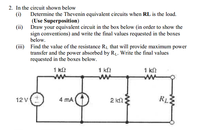 Solved In The Circuit Shown Below, 1) Determine The Thevenin | Chegg.com