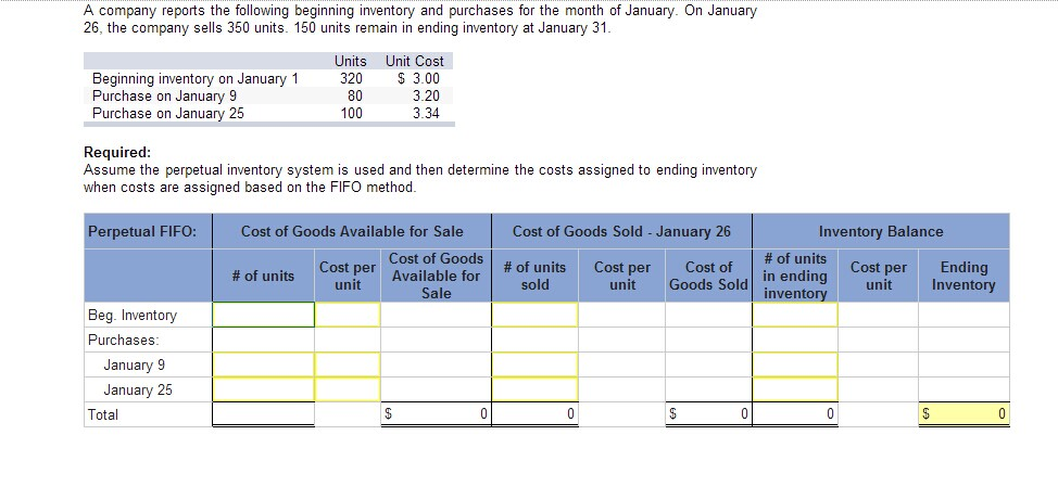 Solved A company reports the following beginning inventory | Chegg.com