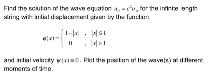 Solved Find the solution of the wave equation u_tt = c^2u_xx | Chegg.com
