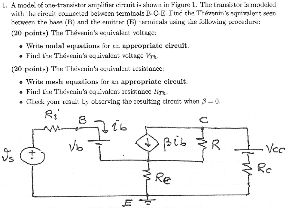 Solved 1. A model of amplifier circuit is
