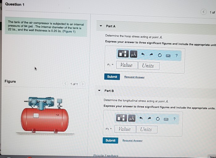 Solved Question 1 K)1 of The tank of the air compressor is