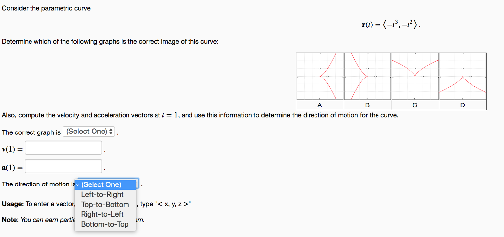 Solved Consider the parametric curve Determine which of the | Chegg.com