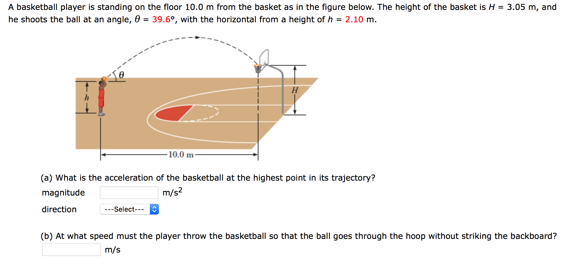 Solved A basketball player is standing on the floor 10.0 m