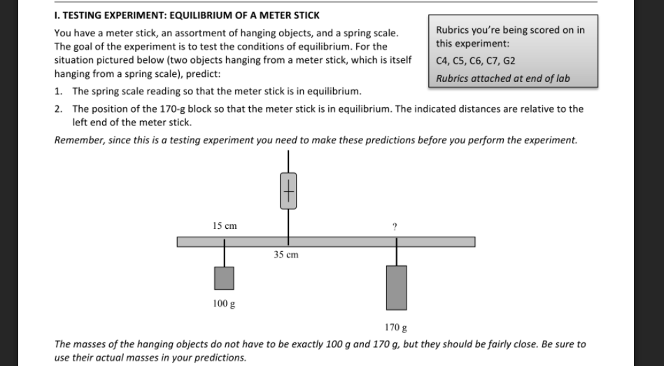 Solved predict 1. The spring scale reading so that the
