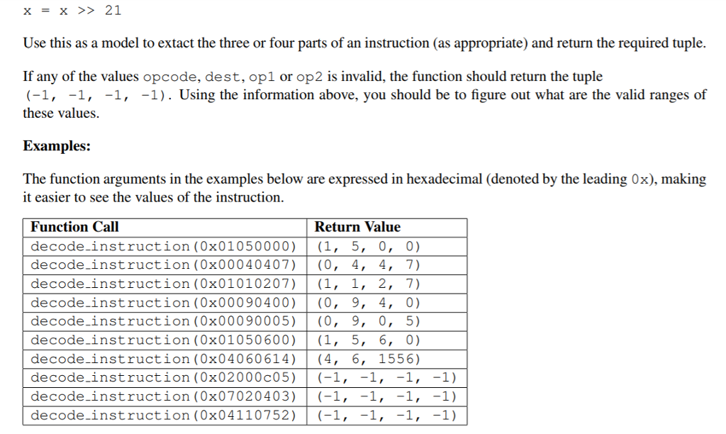 Solved Part III: Decode a Machine Instruction (20 points) | Chegg.com