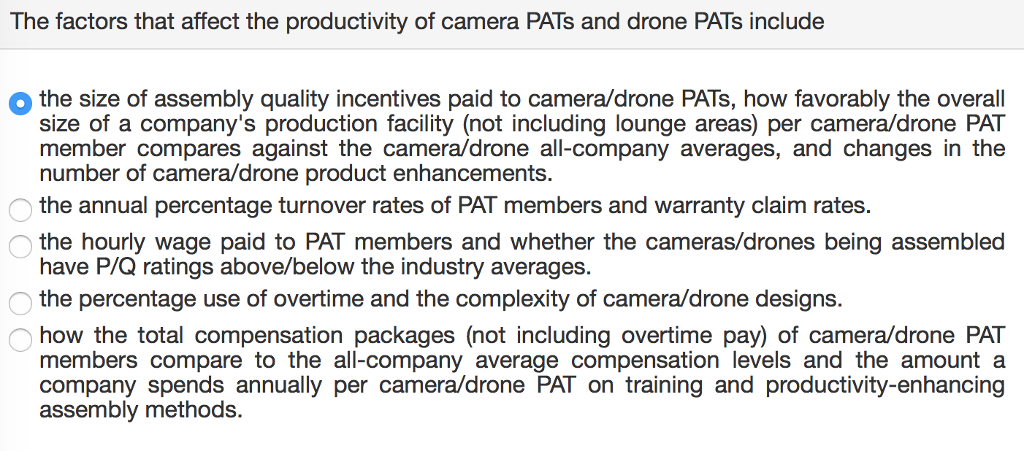 Solved The factors that affect the productivity of camera | Chegg.com