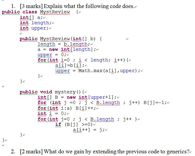 Solved 1. [3 marks] Explain what the following code does | Chegg.com