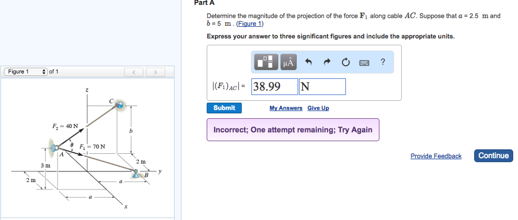 Solved Determine the magnitude of the projection of the | Chegg.com