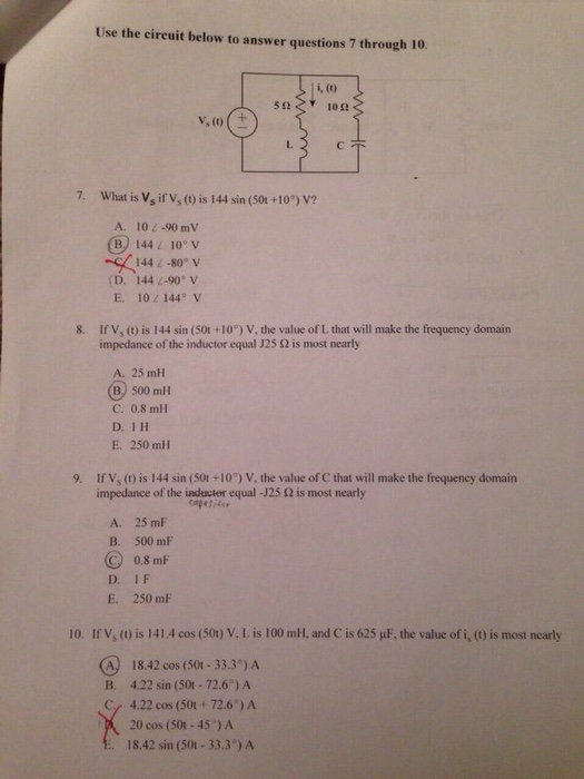 Solved Use the circuit below to answer questions 7 through | Chegg.com