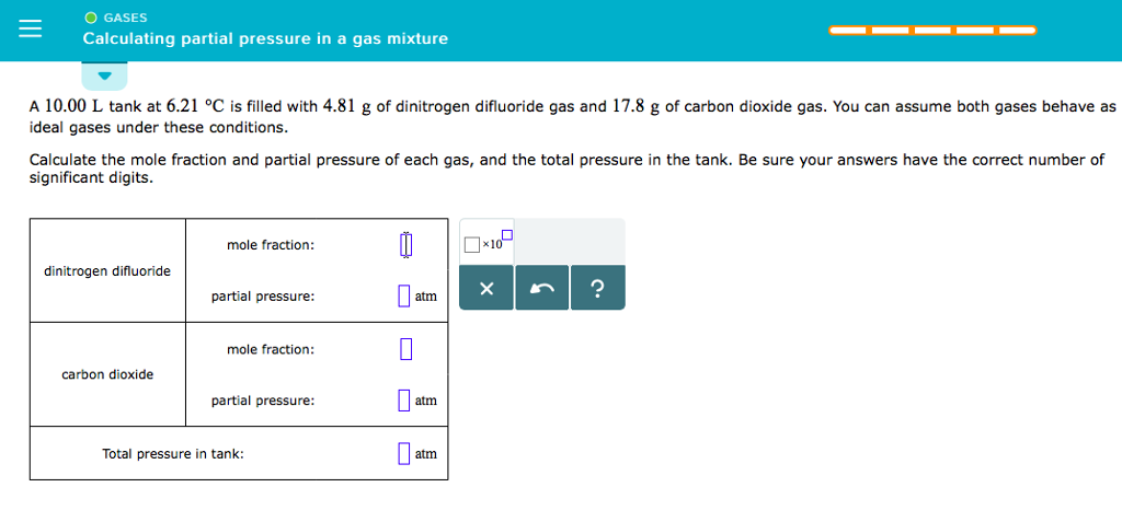 Solved O GASES Calculating partial pressure in a gas mixture | Chegg.com