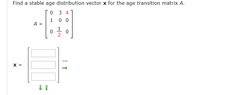 Solved Find a stable age distribution vector x for the age | Chegg.com