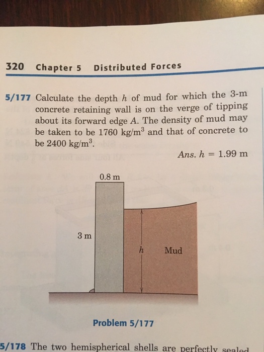 Solved Calculate the depth h of mud for which the 3-m | Chegg.com