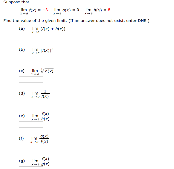 Solved Suppose that Find the value of the given limit. (If | Chegg.com