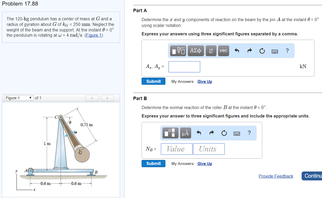 Solved Problem 17.88 Part A The 120-kg pendulum has a center | Chegg.com