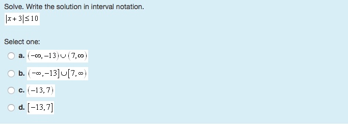 Solved Write the solution in interval notation. |x + 3| | Chegg.com