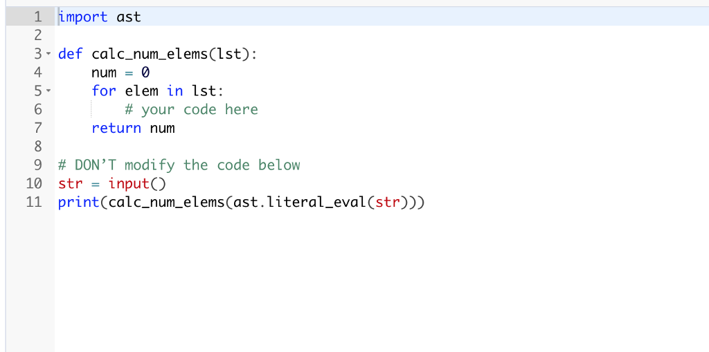 Solved Number of non-list elements Write a program that | Chegg.com