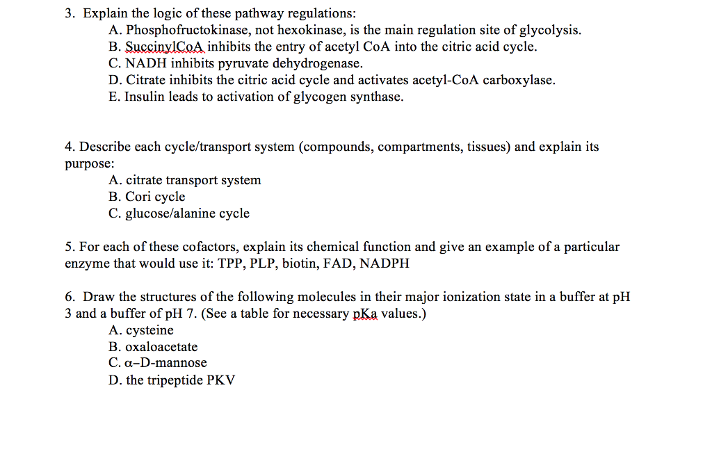 Solved 3. Explain the logic of these pathway regulations: | Chegg.com