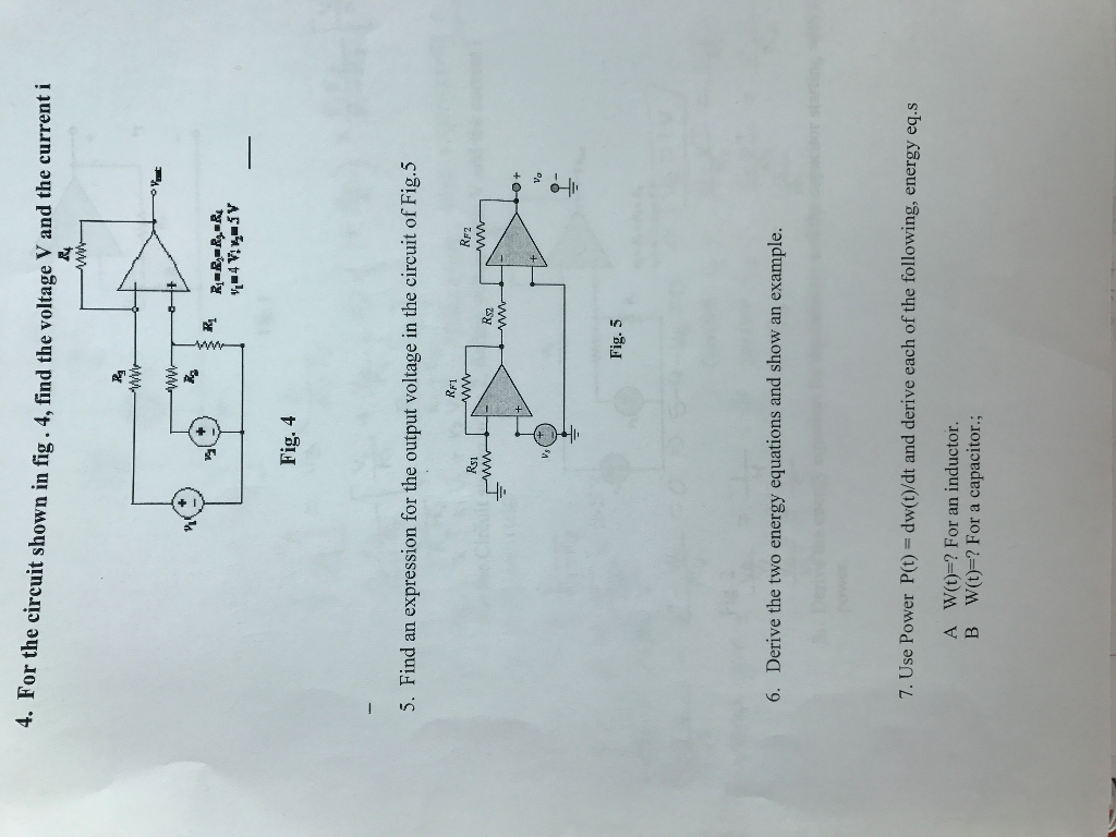 Solved For the circuit shown in fig. 4, find the voltage V | Chegg.com