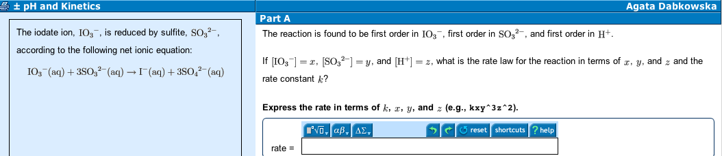Solved The iodate ion, IO3 -, is reduced by sulfite, SO32-, | Chegg.com