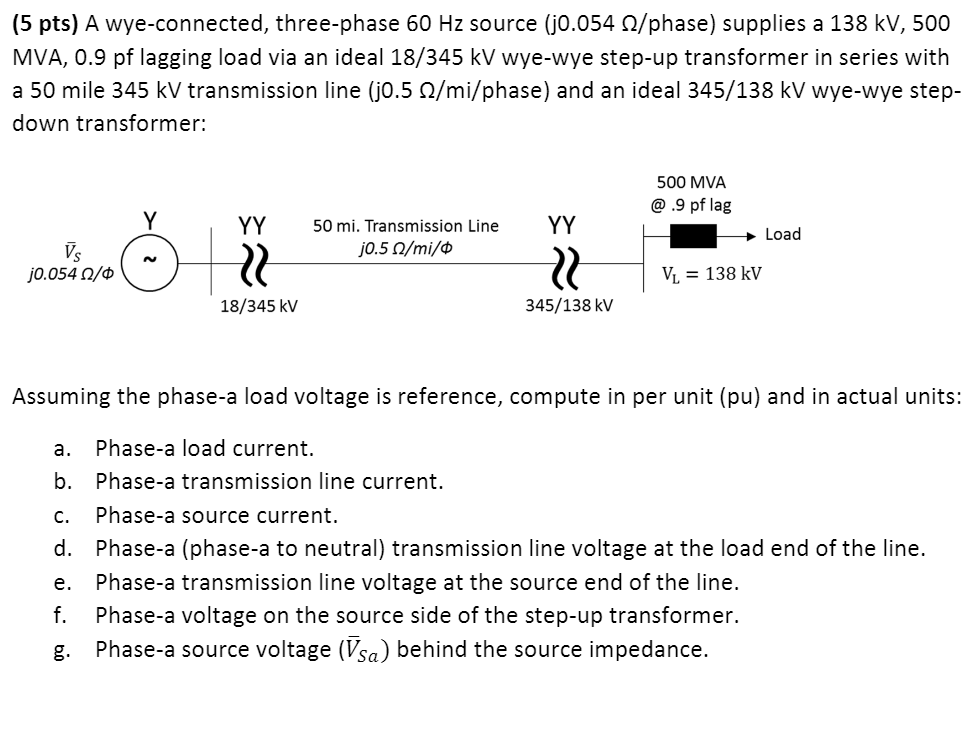 Solved A Wye-connected, Three-phase 60 Hz Source (j0.054 | Chegg.com