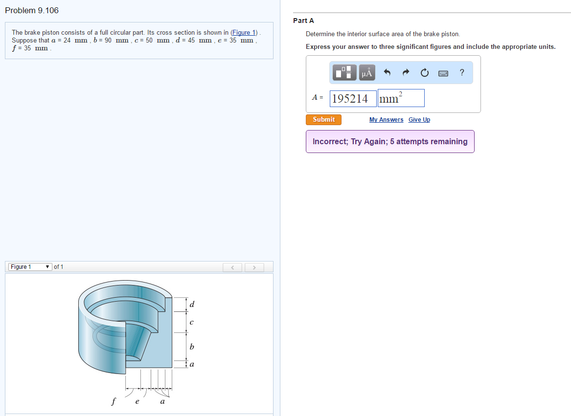 Solved The brake piston consists of a full circular part. | Chegg.com