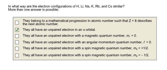 Solved In what way are the electron configurations of H, Li, | Chegg.com