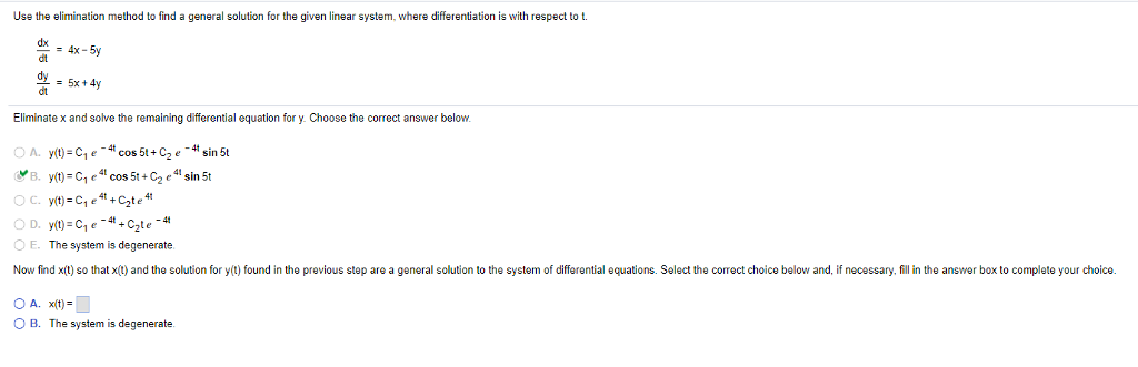 Solved Use The Elimination Method To Find A General Solution 9641