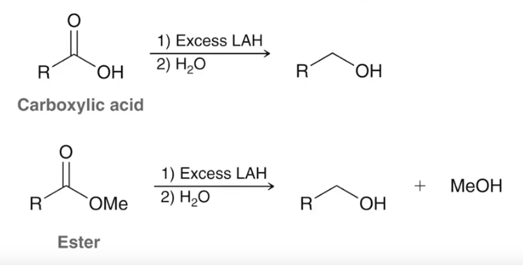 Solved R LOH 2) Excess LAH R︿OH Carboxylic acid 1) Excess | Chegg.com