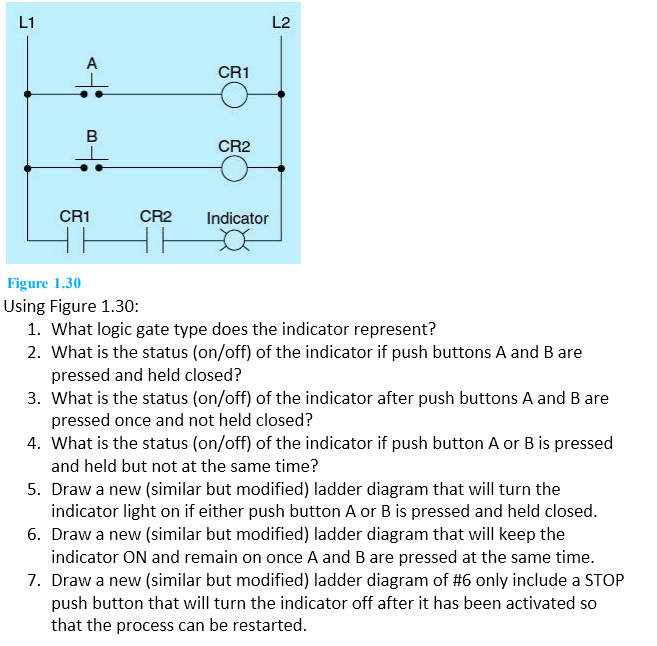 Solved L1 L2 CR1 CR2 CR1 CR2 Indicator Figure 1.30 Using | Chegg.com