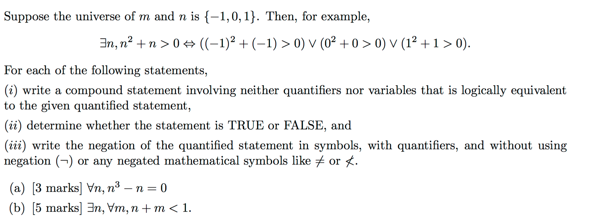 Solved Suppose the universe of m and n is {-1, 0, 1}. Then, | Chegg.com