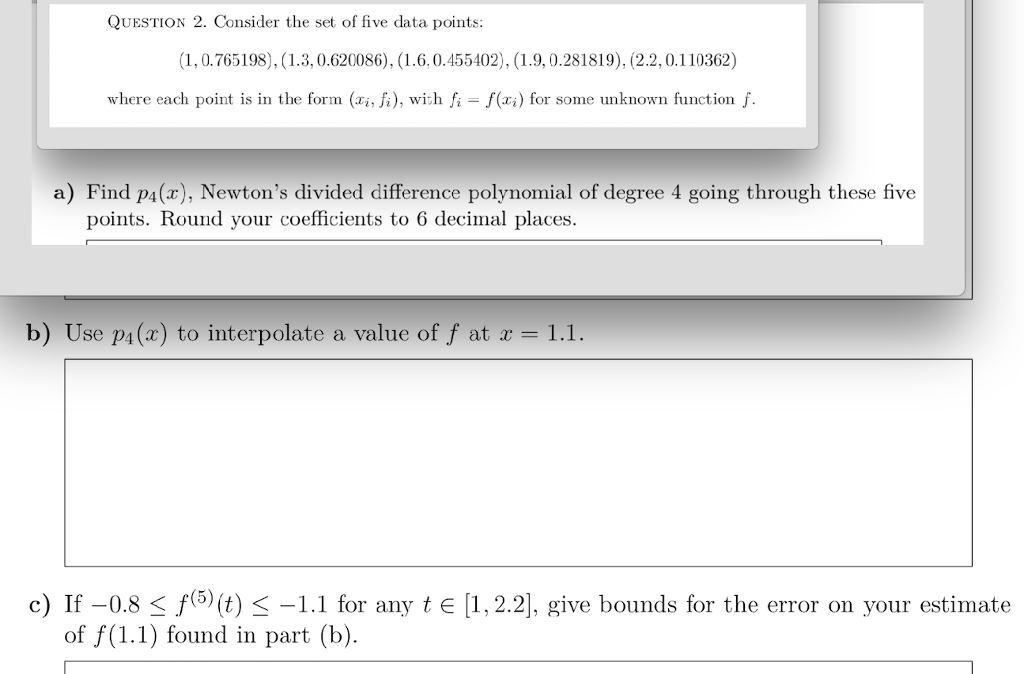 Solved QUESTION 2. Consider the set of five data points | Chegg.com