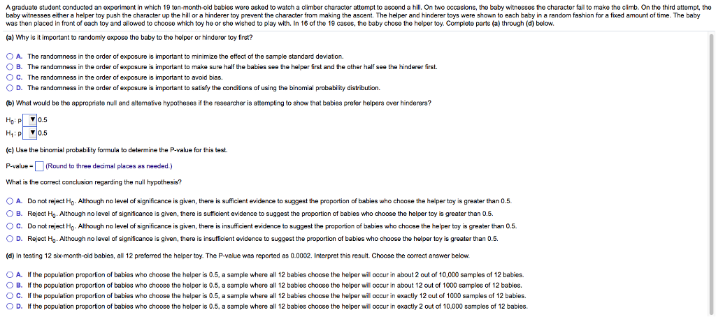 Solved A graduate student conducted an experiment in which | Chegg.com