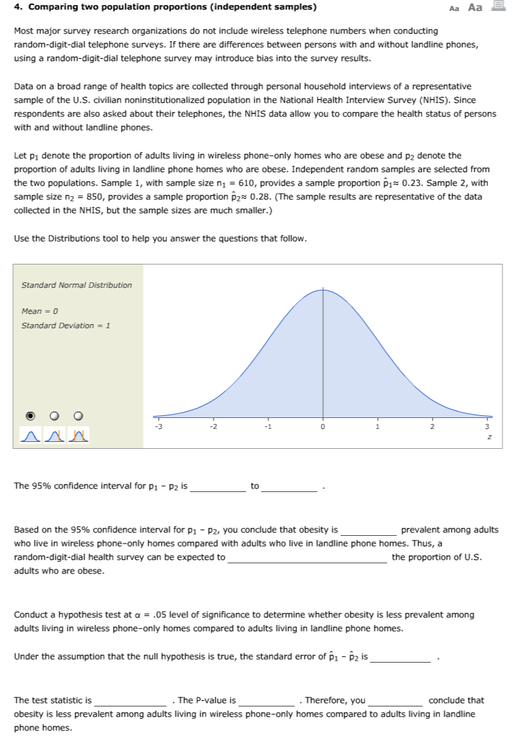 Solved Comparing two population proportions (independent | Chegg.com