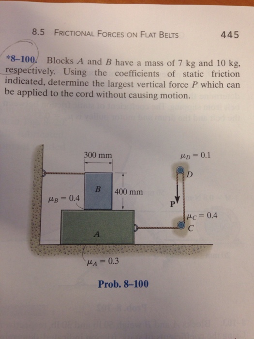 Solved Blocks A And B Have A Mass Of 7 Kg And 10 Kg, | Chegg.com