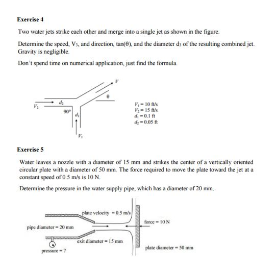 Solved Exercise 4 Two water jets strike each other and merge