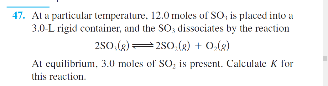 At a particular temperature, 12.0 moles of SO_3 is | Chegg.com