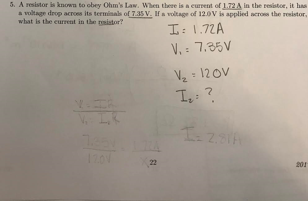 Solved A resistor is known to obey Ohm's Law. When there is