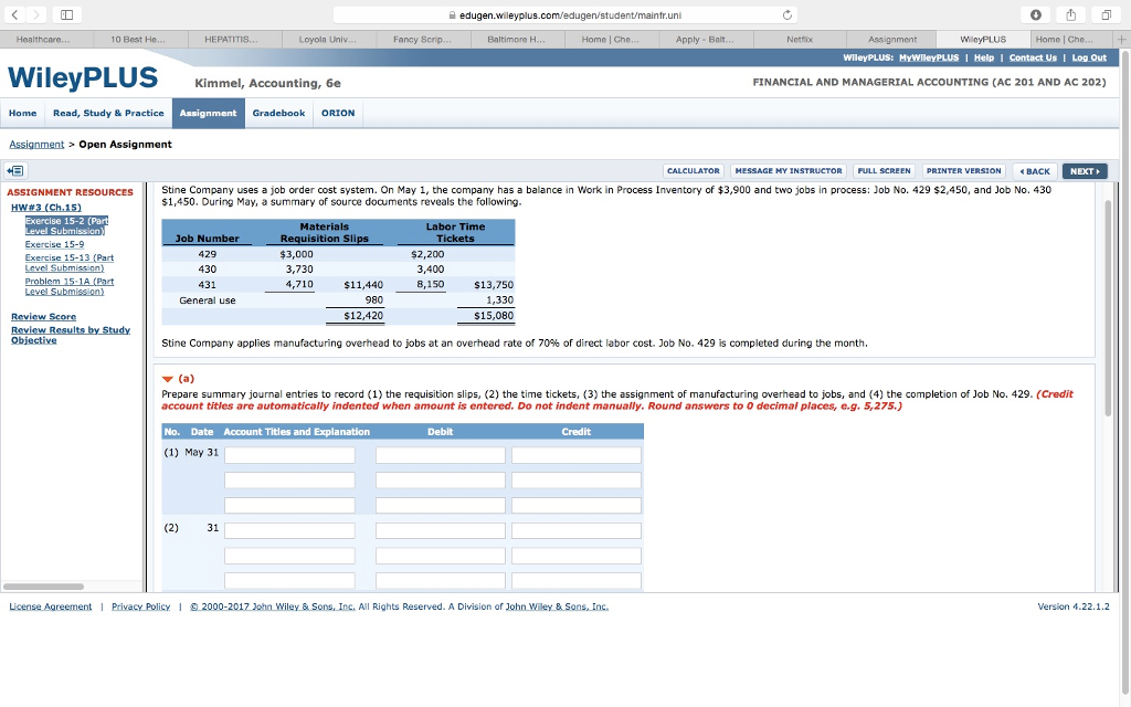 Answers to wiley plus managerial accounting homework