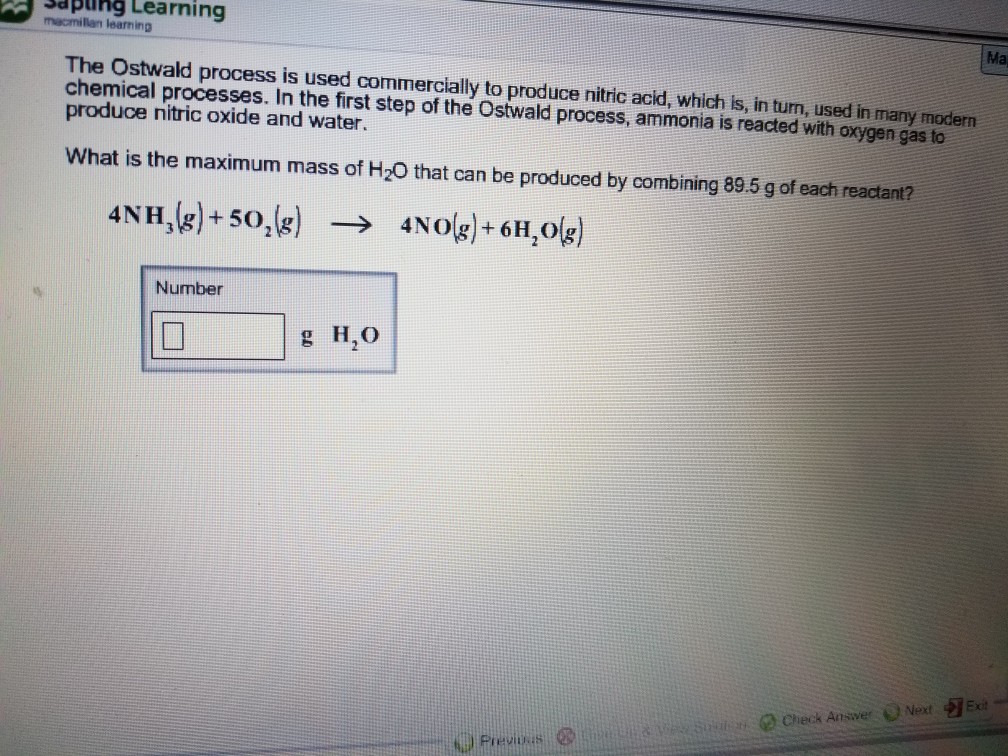 Solved The Ostwald Process Is Used Commercially To Produce Chegg