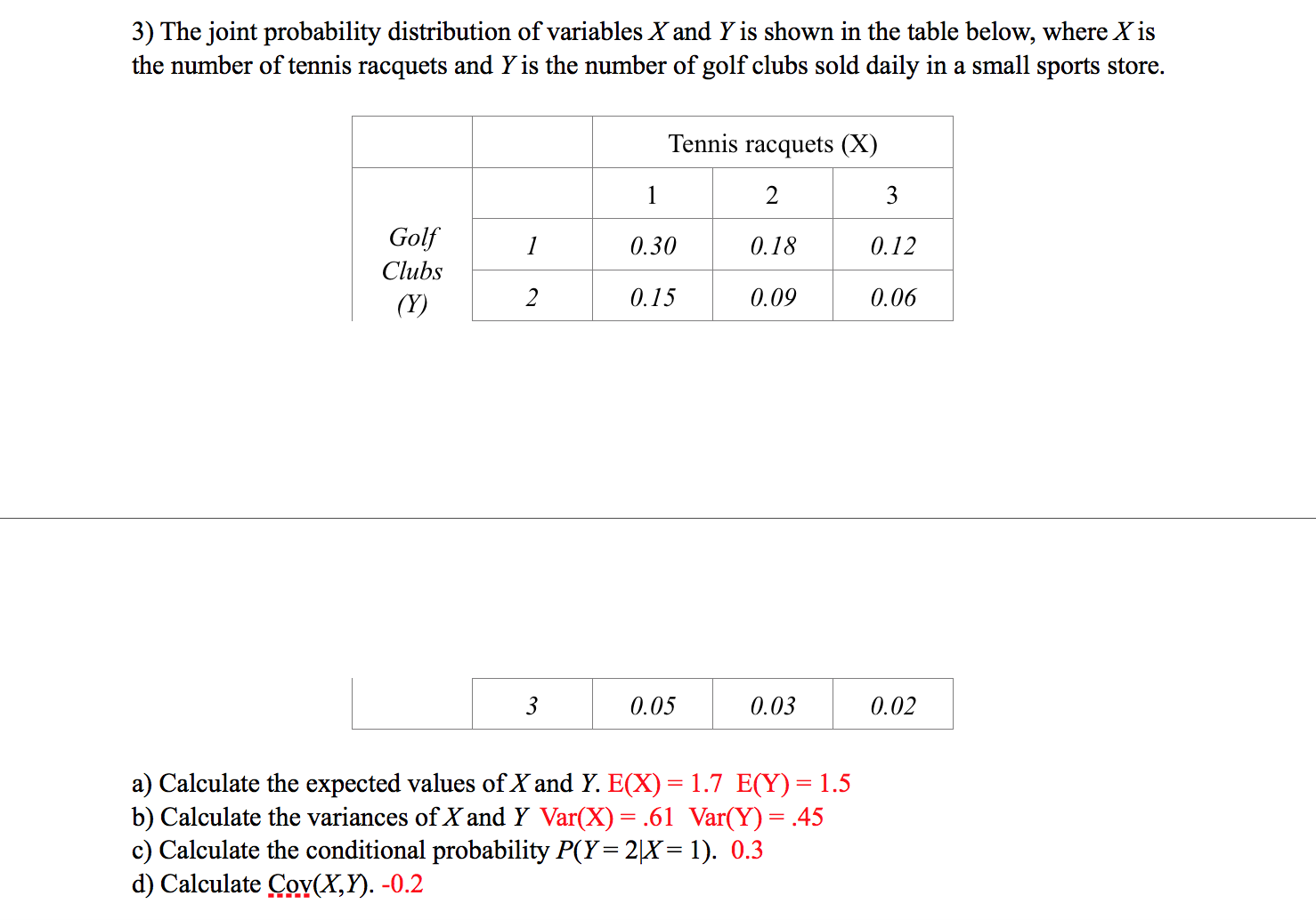 Solved The Joint Probability Distribution Of Variables X