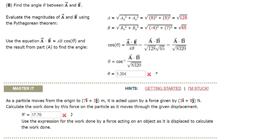 Solved (B) Find The Angle θ Between A And B Evaluate The | Chegg.com